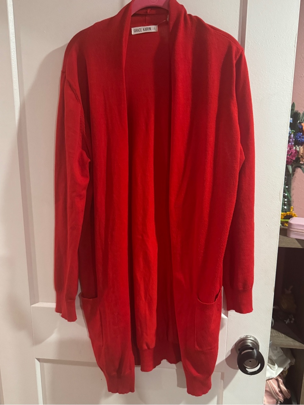 Grace Karin Red Open Cardigan